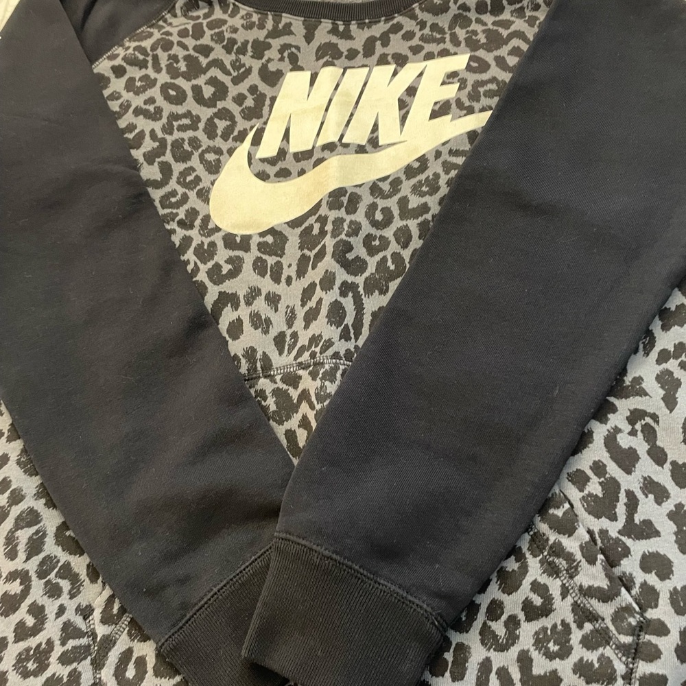 Nike Black Leopard-Print Pullover with Gold Logo
